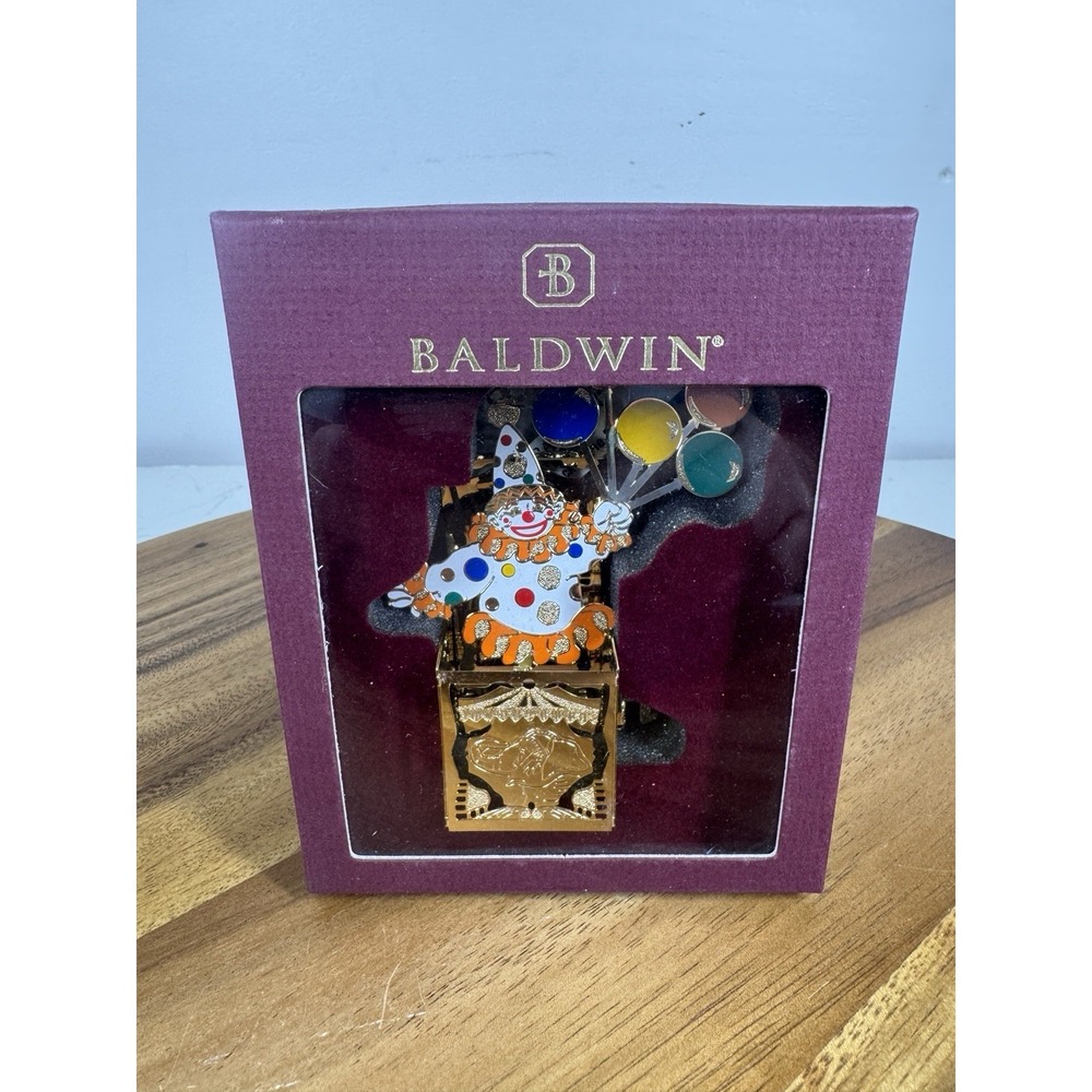 2001 Baldwin Brass Christmas Ornament Jack In The Box 24KT Gold Finish